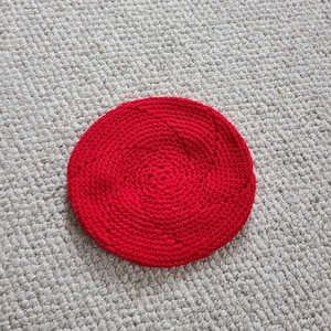 Vintage beret, red beret, hand knit, handmade