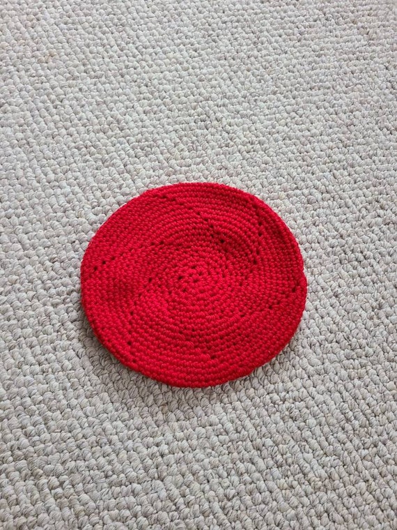 Vintage beret, red beret, hand knit, handmade - image 1