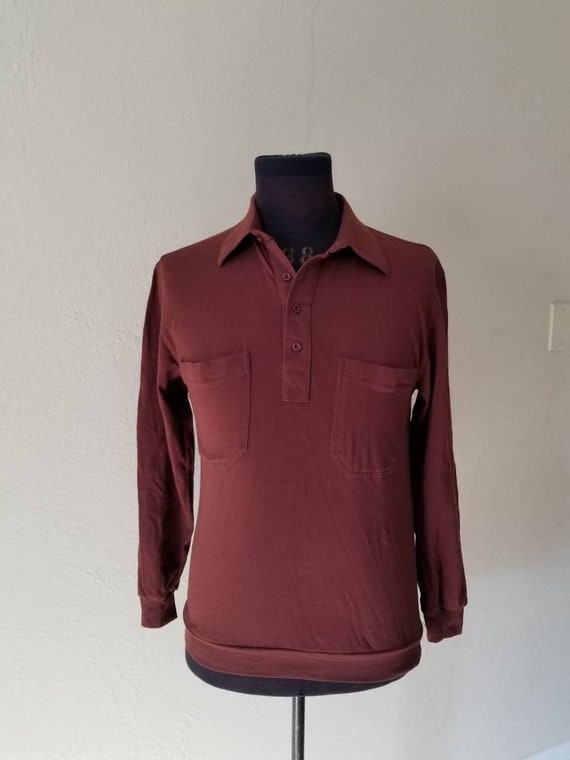 80s vintage mens brown pullover shirt John Blair s