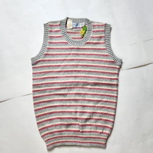 80s deadstock striped vest, new with tags, ladies S small, gray pink beige, sleeveless vest, preppy vest