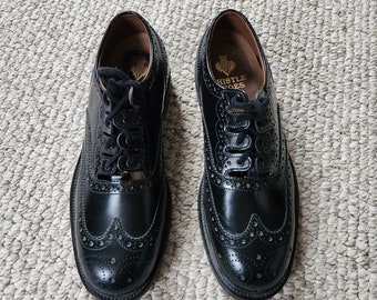 Pair of Mens Vintage Bally Black Leather Wing Tip Tassel 