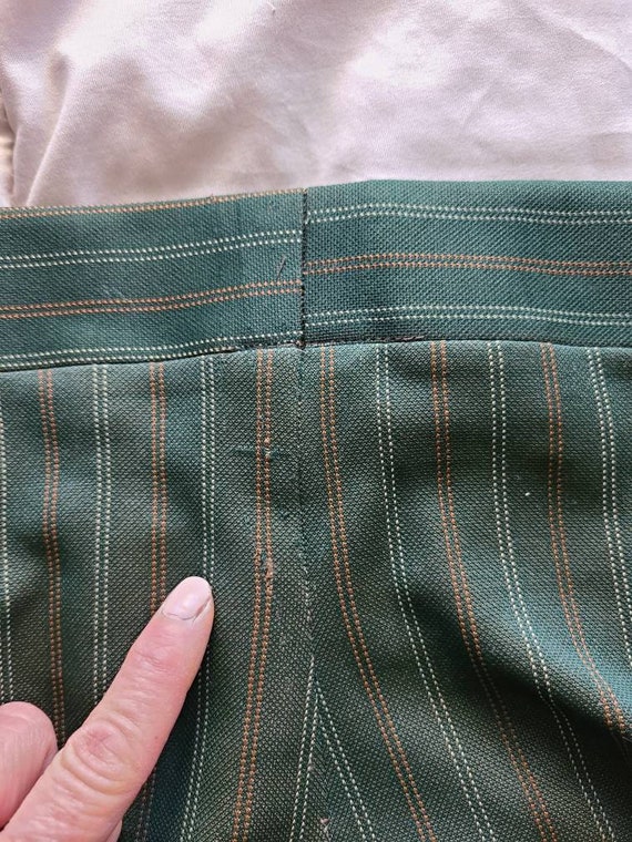 70s suit, mens 40R, green striped, bootleg pants - image 7