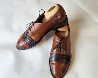 80s Leather Oxford // Men 9-1/2 ( Made in Italy ) - Etsy display picture 2