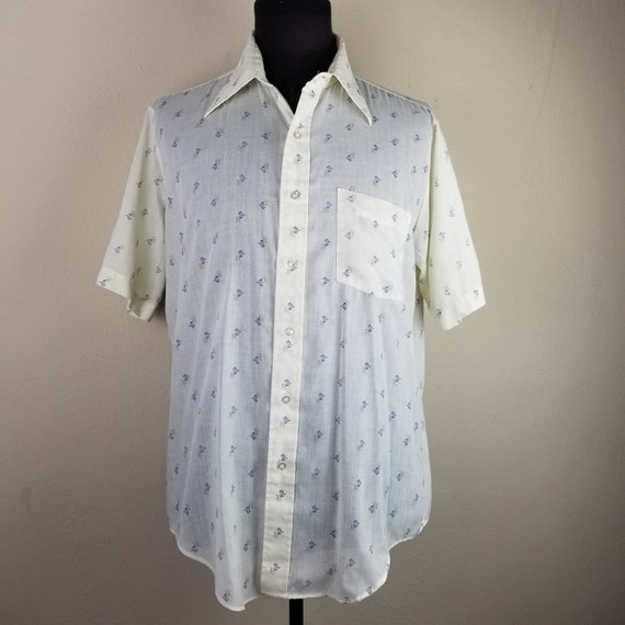 70s Mens Duck Short Sleeved Shirt Lightweight 