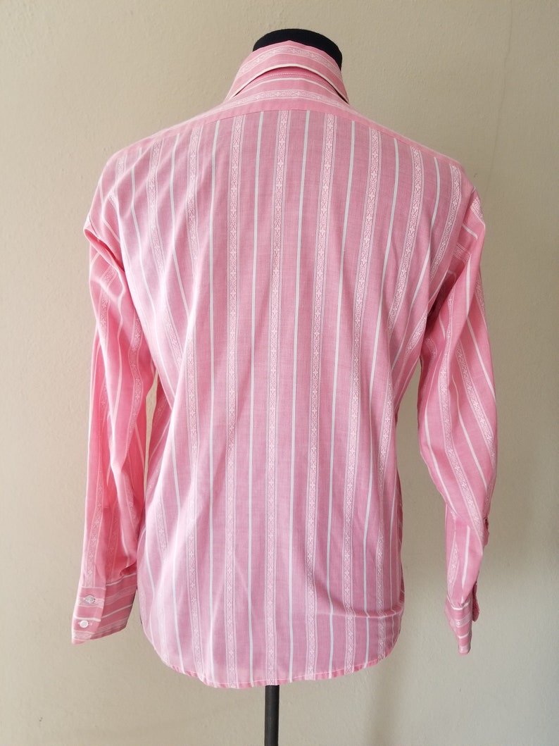 70s Mens Pink Striped Shirt Butterfly Collar 15x34 | Etsy