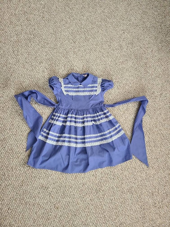 50s girls dress, toddler dress, purple, cotton
