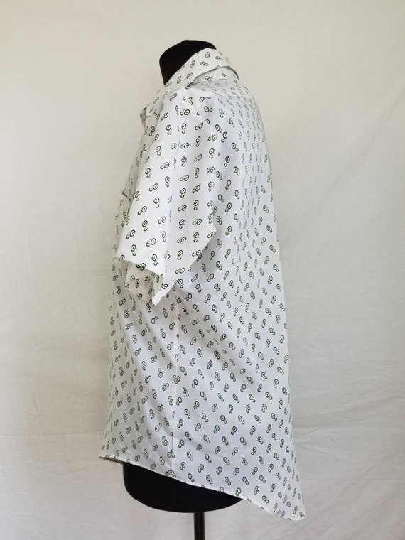 70s mens shirt, short sleeved, white 16 - image 2