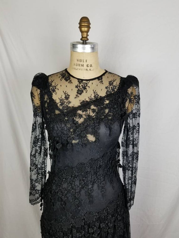 80s lace gown, black with slip