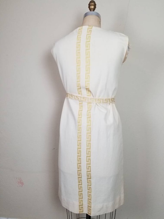 50s-60s beautiful dress, linen, hand woven, handm… - image 8