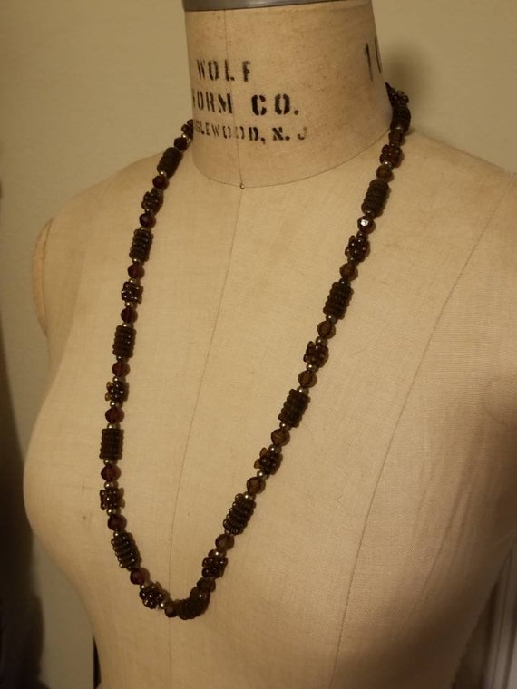 Vintage necklace,  boho, brown color,  beaded - image 5