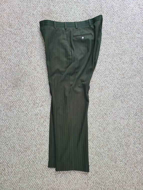 70s suit, mens 40R, green striped, bootleg pants - image 9