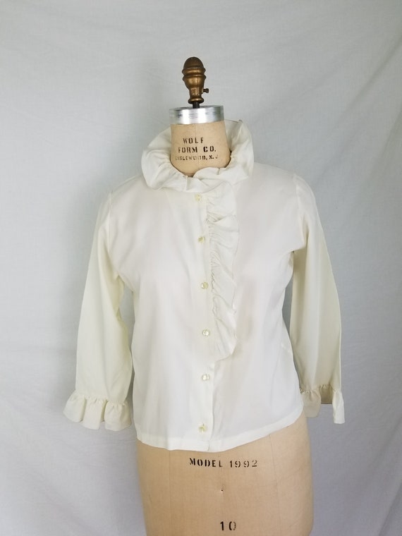 70s Ruffled Collar Blouse, Cream, 32, Ship'n Shore - Etsy Canada 70s Ruffled Collar Blouse, Cream, 32, Ship'n Shore - Etsy Canada