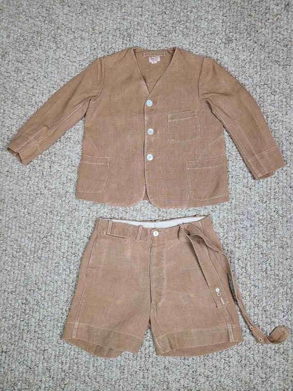 30s 40s boys linen suit set, size 7, tan, Best & … - image 4