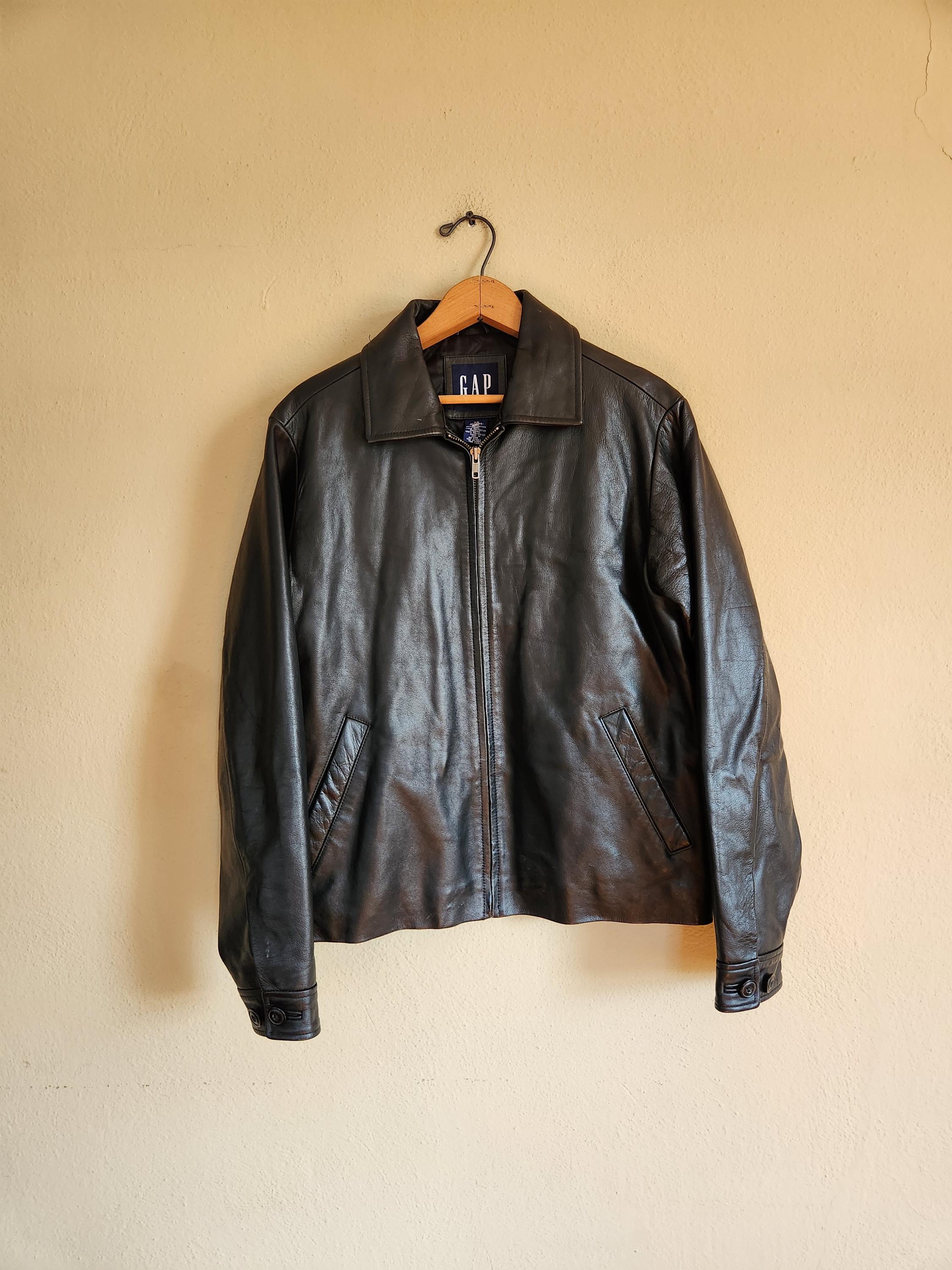 90s Black Leather Jacket, Ladies XS GAP Black Lamb Leather - Etsy