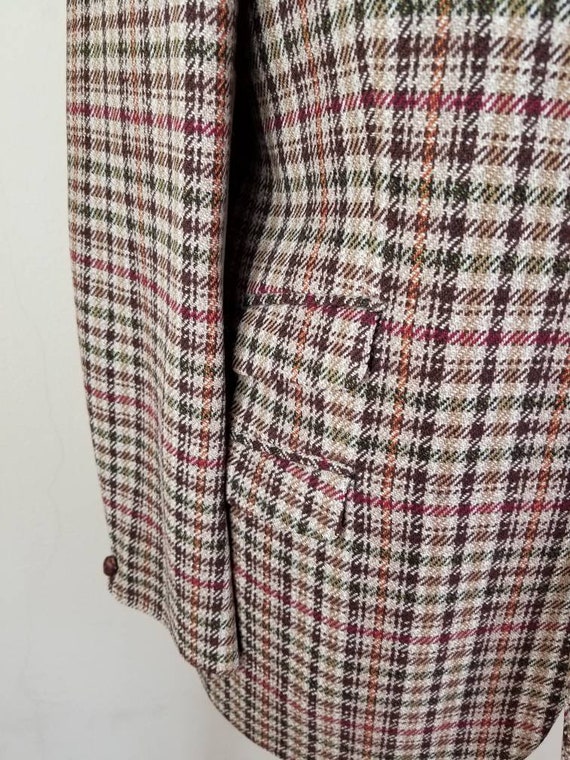 50s 60s tweed sportcoat, mens wool blazer, leathe… - image 7