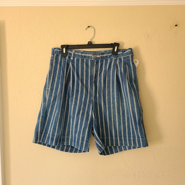 Vintage Osh Kosh mens 34 shorts, blue white striped, engineer stripe,  Jean shorts, workwear