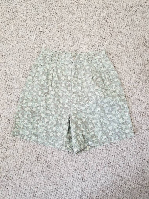 80s floral shorts, mom shorts, 10P, cotton, flower