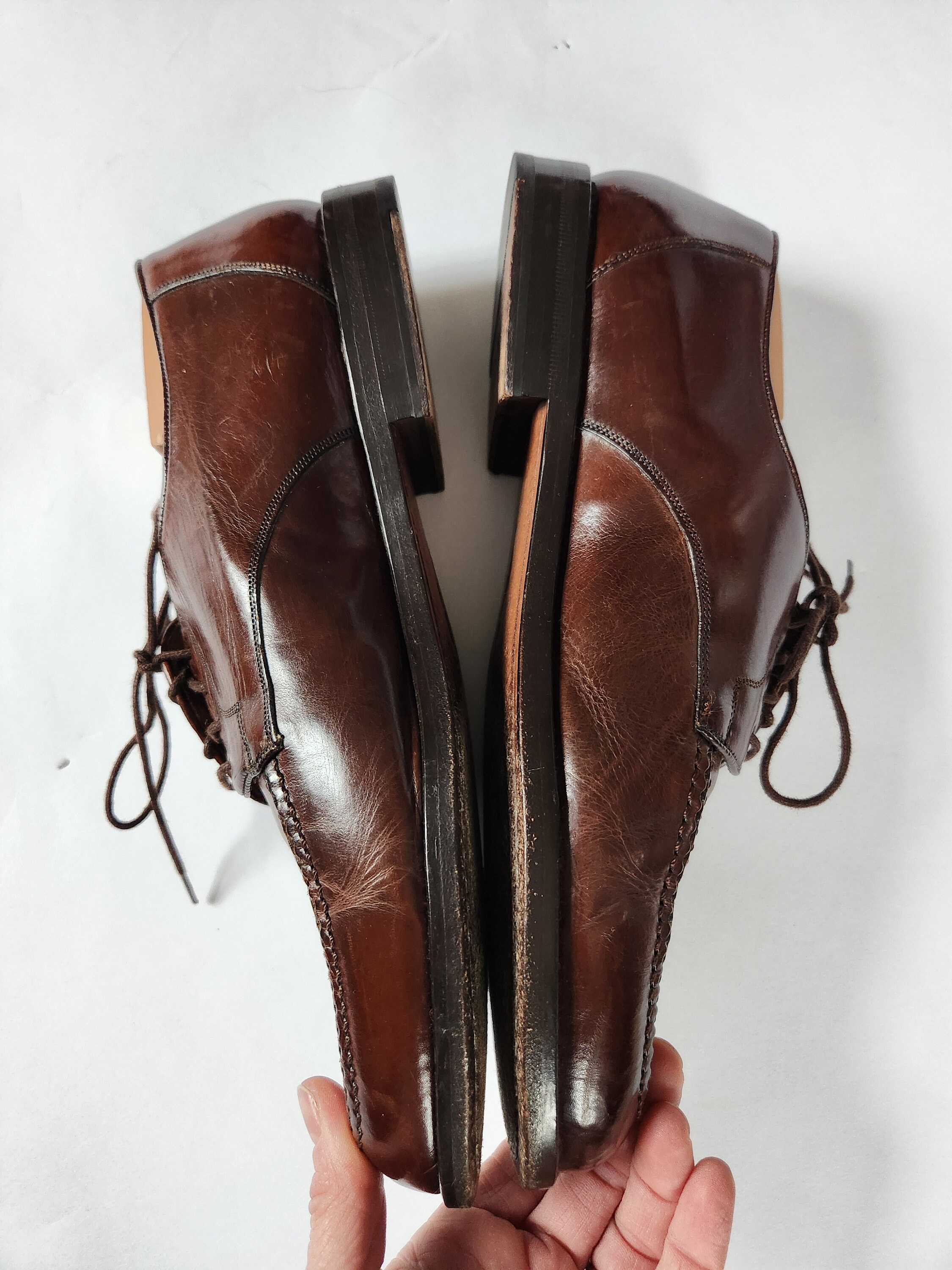 9 Mezlan oxfords, 90s era, brown leather, original box and shoe bags 9 Oxfords, Mens, Leather Shoes, Brown, Mezlan, in Original  main image 3