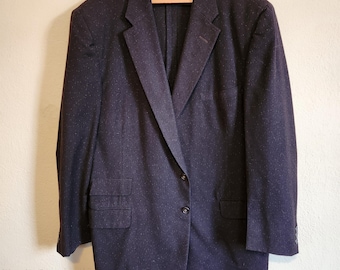 Vintage Men's 1950s 1960s Blue Gray Pinstriped Suit. Single