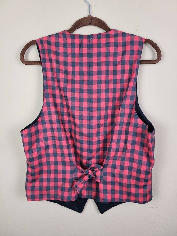 Mens vest, black and red plaid, 41 chest - image 3