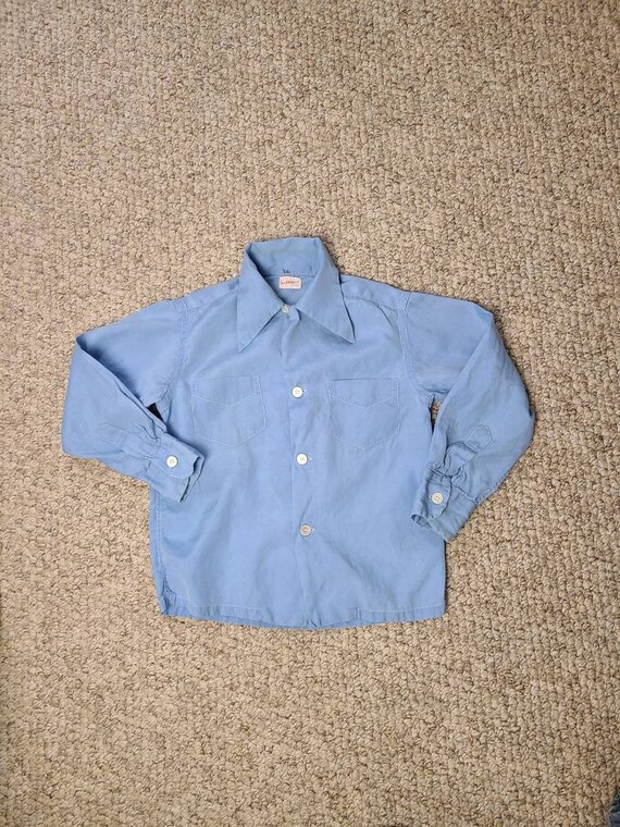 40s boys shirt, blue cotton, Saks Fifth Avenue,  s