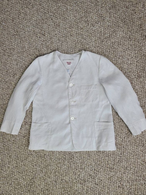 30 40s boys linen suit, jacket and shorts set, wh… - image 2