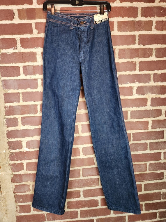 70s 7 long Viceroy jeans, deadstock, high waisted… - image 3