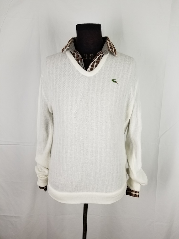 Inleg kaart gevoeligheid Vintage Lacoste White V-neck Sweater Mens 48 Medium - Etsy