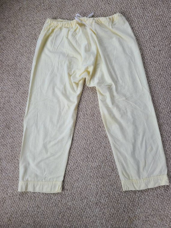 40s mens flannel pajama bottoms, light yellow - image 5