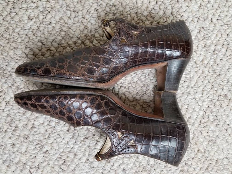 8 Mary Jane Heels 10s-20s Alligator Leather Brown - Etsy