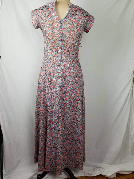 60s-70s boho dress, knit, hippie prairie, stretch… - image 4