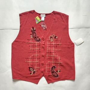 80s deadstock vest, new with tags, ladies M medium, rose pink, KORET, button up vest, sleeveless, 42