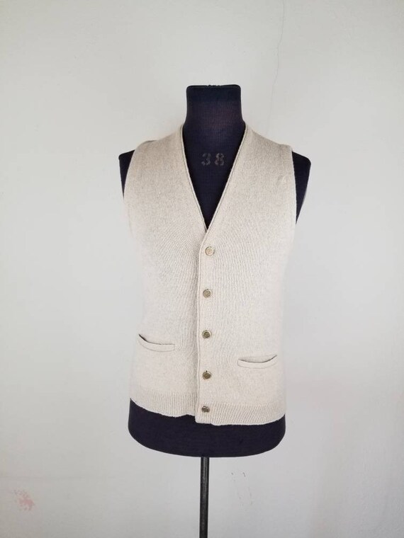 50s mens vest, cardigan sweater, medium 1950s 40