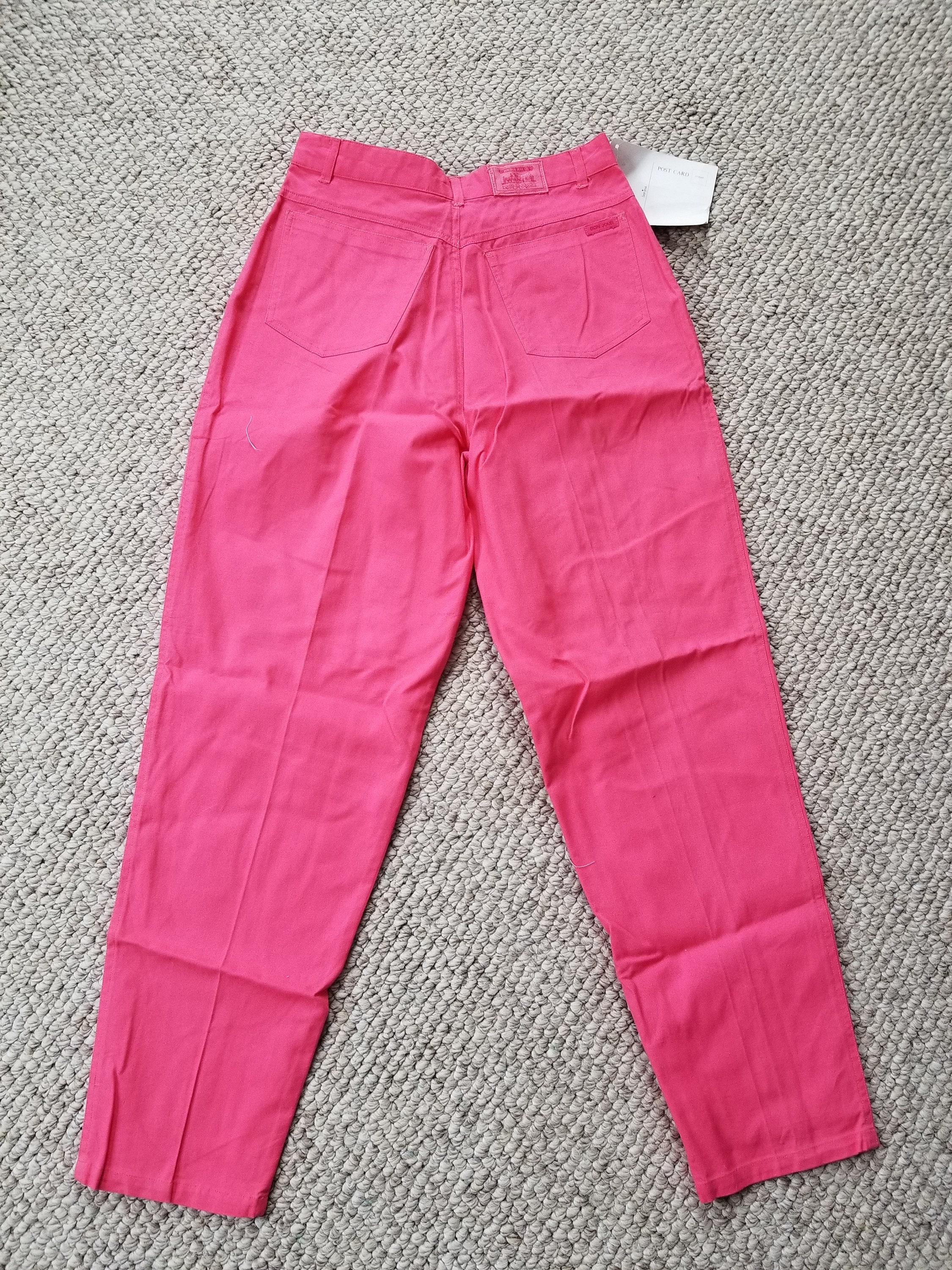 NEW 80s hot pink ladies pants tapered cuffs cotton high | Etsy