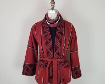 70s boho sweaters, 2 piece,  small, cardigan and tight turtleneck, boho style