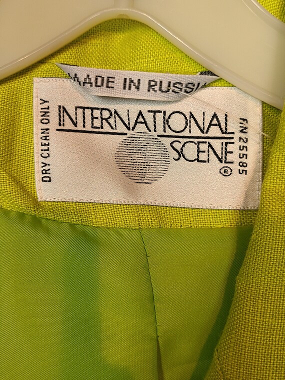 90s linen blazer, NWT, lime green, NEW, Internati… - image 4