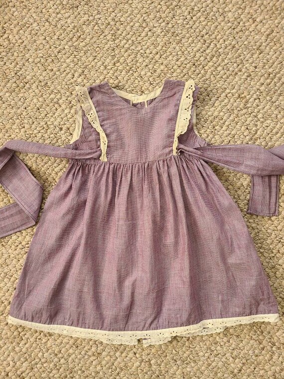 50s toddler dress, handmade, purple, pinafore dre… - image 3