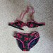 50s 60s bikini, black floral xxs, 34, bathing suit