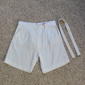40s 50s boys shorts, white cotton twill, Kaynee 12, button fly image 1