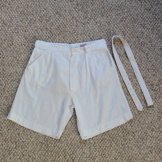 40s 50s boys shorts, white cotton twill, Kaynee 1… - image 1