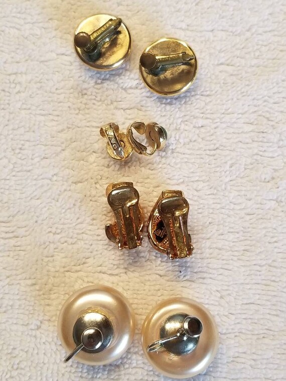 4 pairs clip on earrings, vintage, screw back - image 3