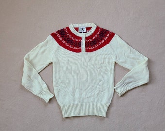 80s sweater, Fair Isle style, yoke collar, medium ladies