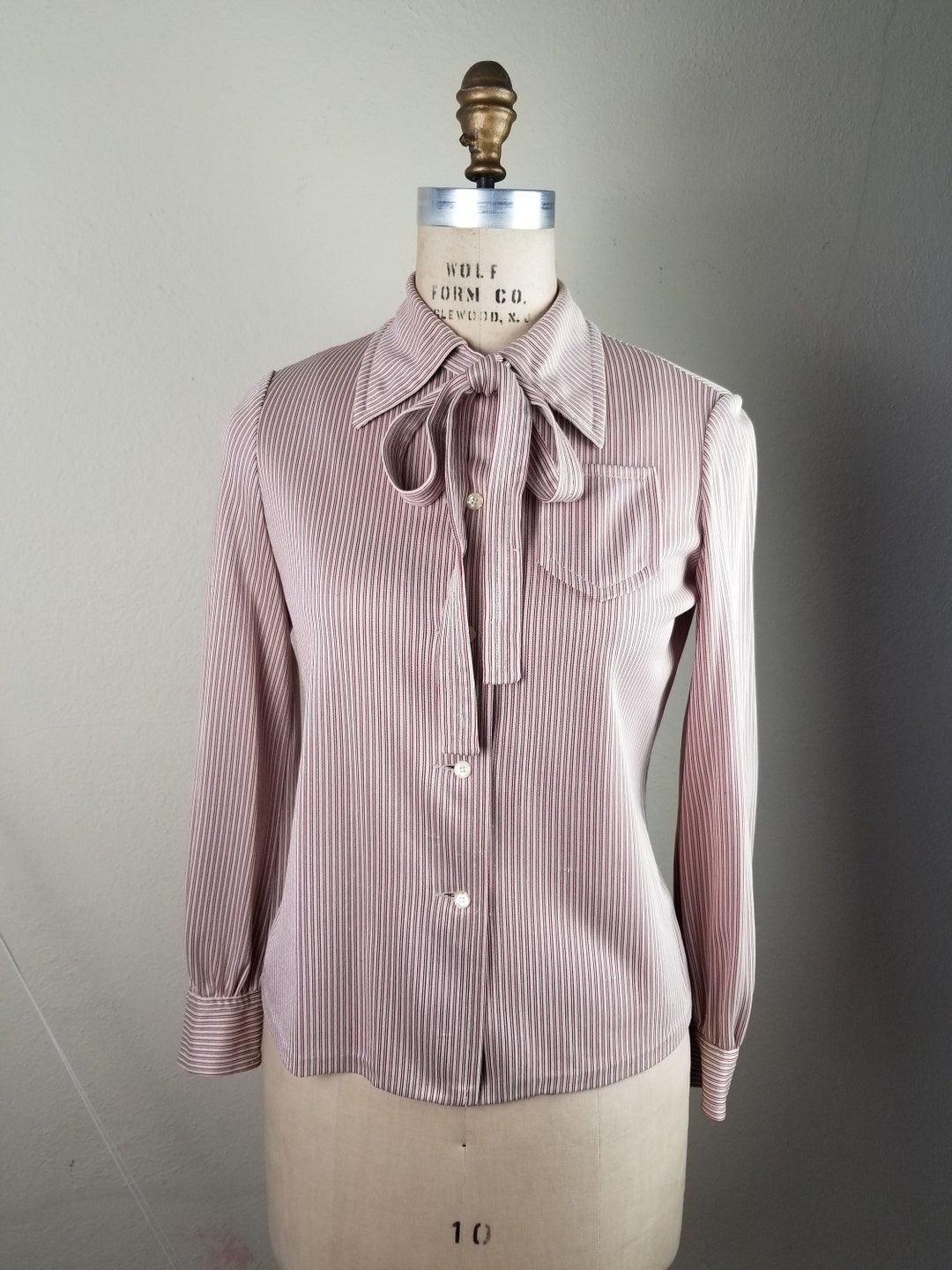 Vintage 70's bow front tie blouse M  Lady Holiday main image 1