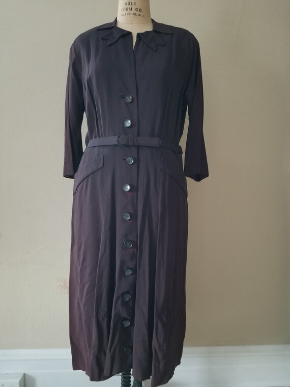 40s-50s vintage dress, as is, brown XXL - image 2