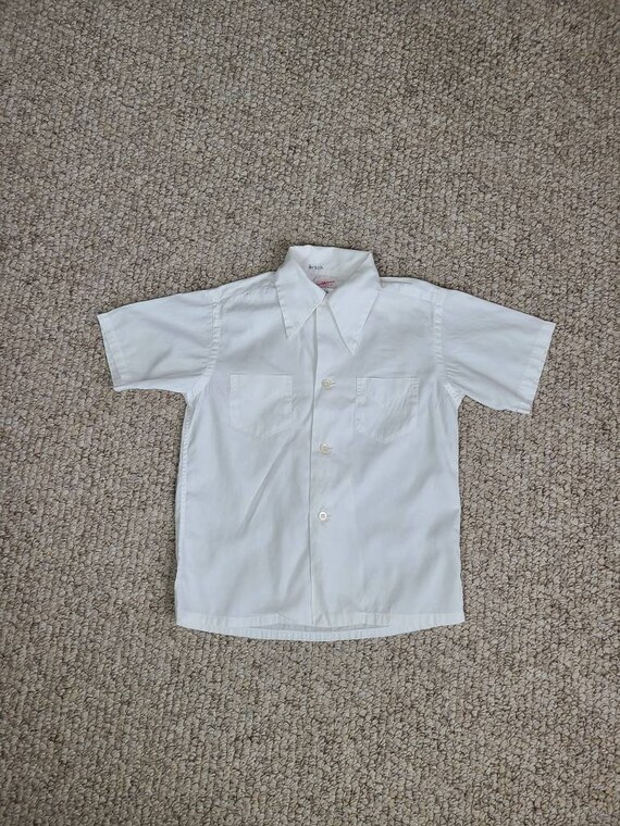 30s 40s boys white shirt, short sleeved, button u… - image 1