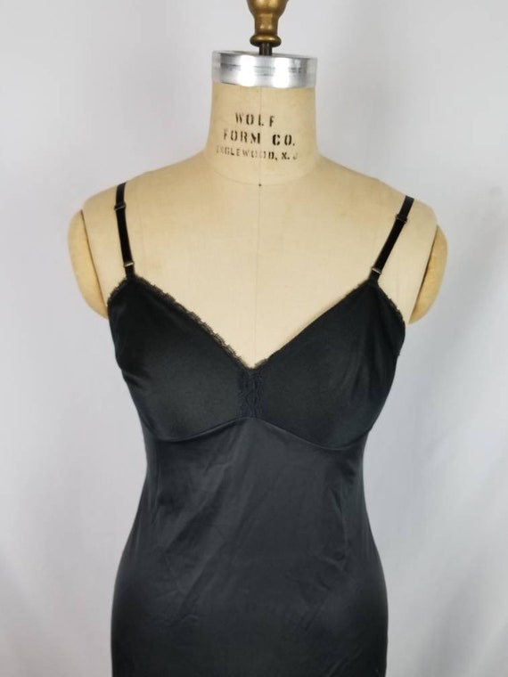Vintage Full Slip Black 36 Nylon Gem
