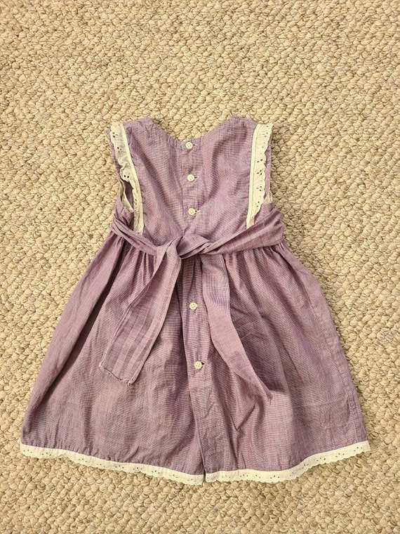 50s toddler dress, handmade, purple, pinafore dre… - image 2