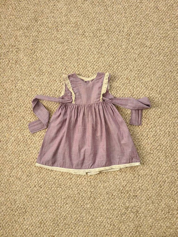 50s toddler dress, handmade, purple, pinafore dre… - image 1