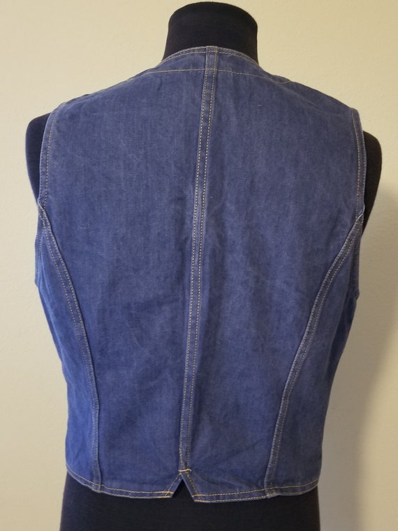 Denim vintage mens vest, 42R Jeans Joint - image 4