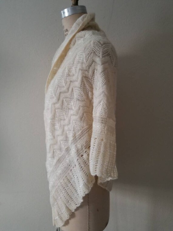 Vintage 50s shawl, cream color - image 5